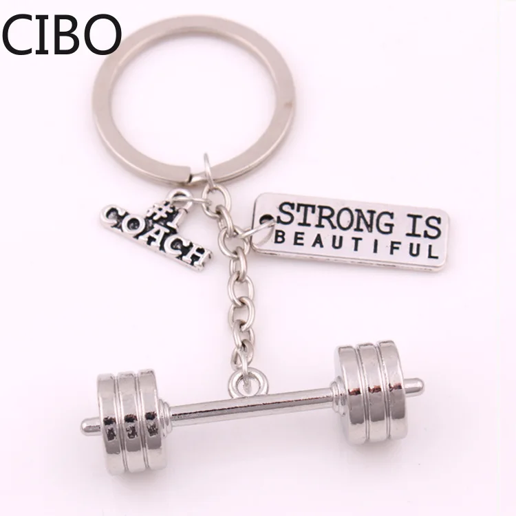 

2019 New BARBELL WEIGHT Charm Chain Keychain *Fitness Weightlifting Gym CROSSFIT