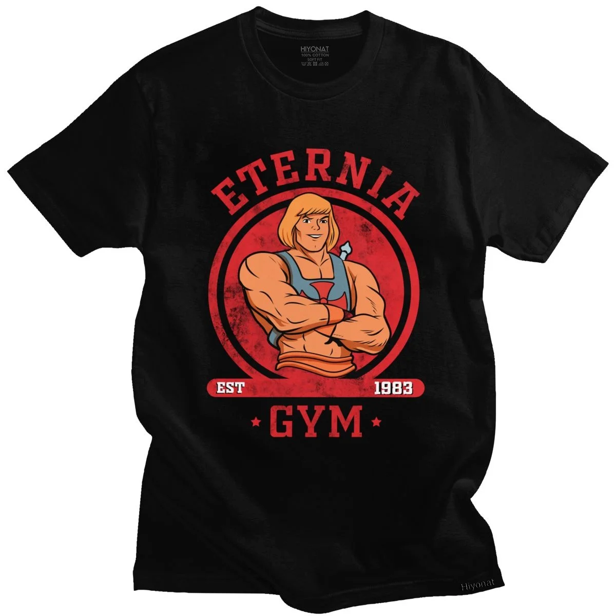 

Мужская забавная футболка Eternia Gym, хлопковая футболка с коротким рукавом, футболка He-Man And The Masters Of The футболка Вселенная, топы 80-х аниме одежда