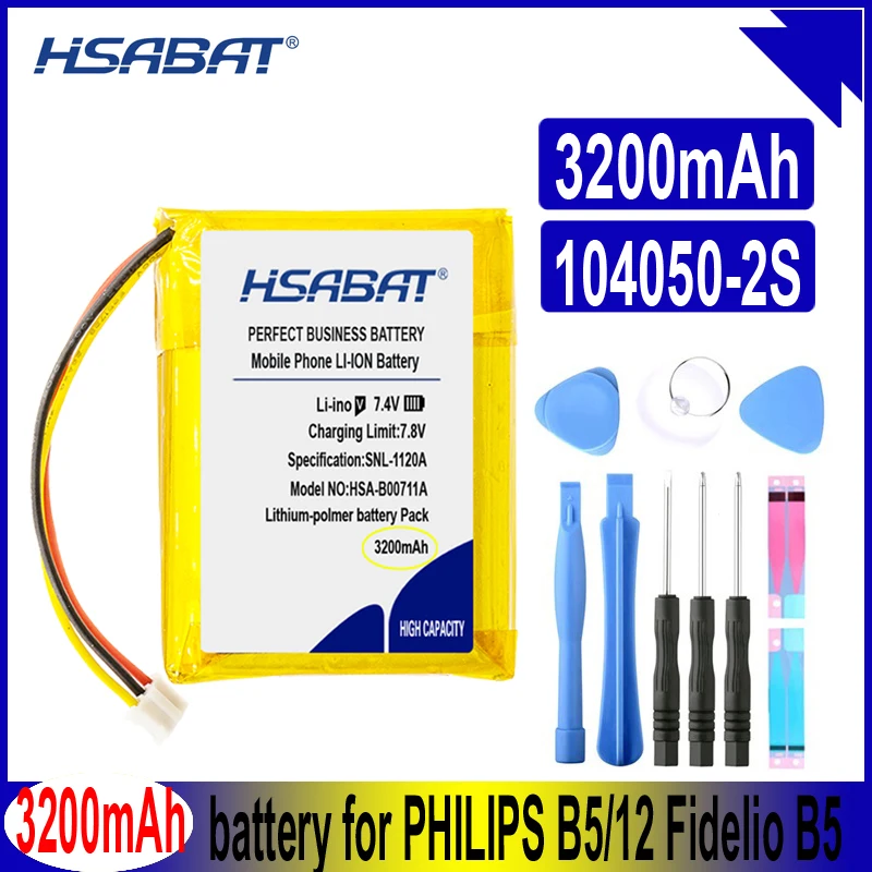 Аккумулятор HSABAT B5 3200 мАч для PHILIPS B5/12 Fidelio B5/PHILIPS 104050-2S 2ICP11/41/54 | Электроника