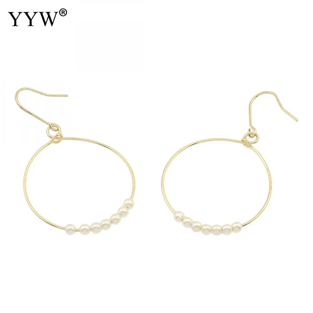 Женские полые круглые висячие серьги с пластиковым жемчугом модные стильные