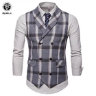 Жилет мужской весенне-осенний в клетку, без рукавов, S-2XL