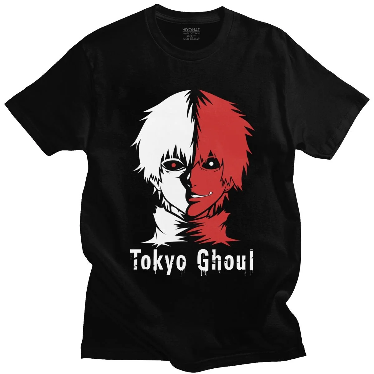 

Fashion Tokyo Ghoul T-shirt Men Crewneck Short-Sleeve Kaneki Ken T Shirt Manga Graphic Tshirt 100% Cotton Streetwear Tee Tops