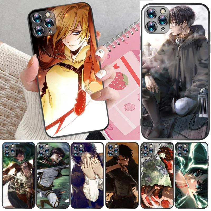 

Attack On Titan Mikasa Ackerman Armin Arlert Levi Eren Jager Phone Case For iPhone 12 Pro Max SE 2020 Mini Cases Funda