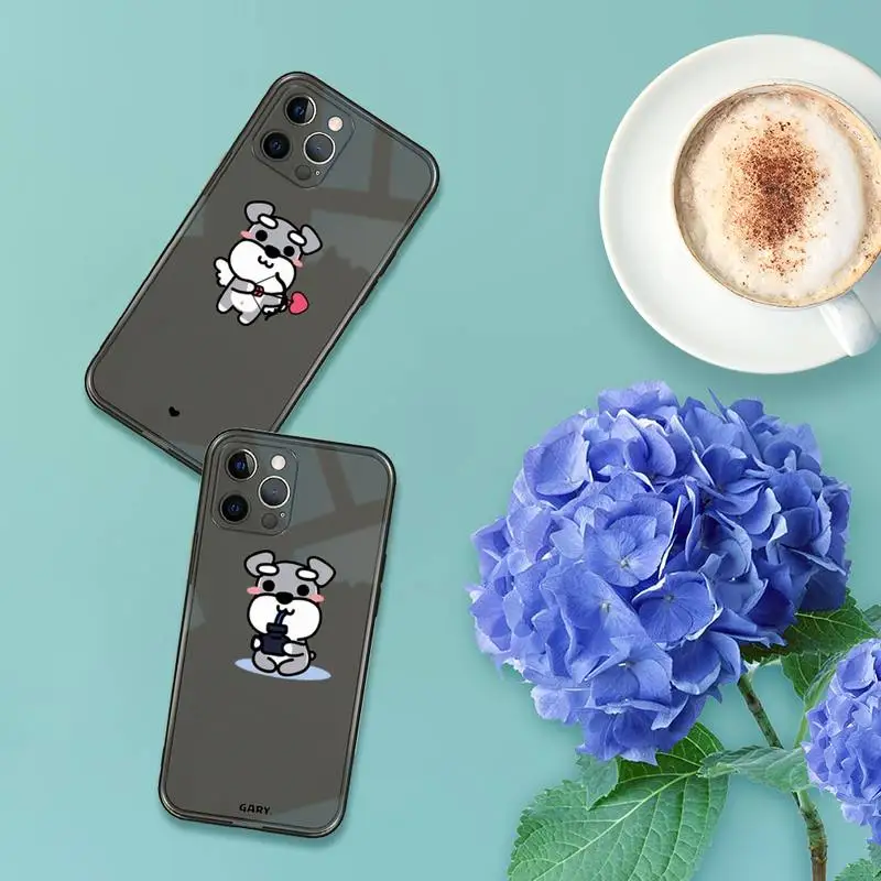

Cartoon schnauzer dog Phone Case For iPhone 13 12 11 8 7 se 2020 pro X XS XR MAX Plus Black Transparent Cover