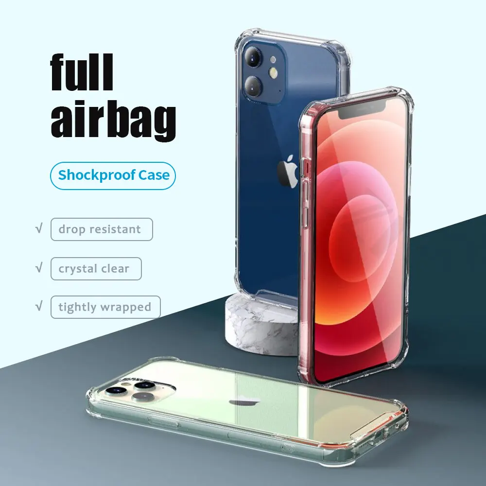 

Прозрачный чехол-бампер для iphone 13 12 mini 11 pro X XS max XR 7 8 plus SE