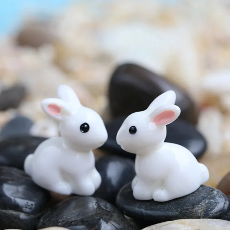 

10Pcs/Set Miniature Mini Rabbit Resin Garden Fairy Ornament Flower Plant Pot Home Figurine Animal Cute Bunnies Gardren Decor