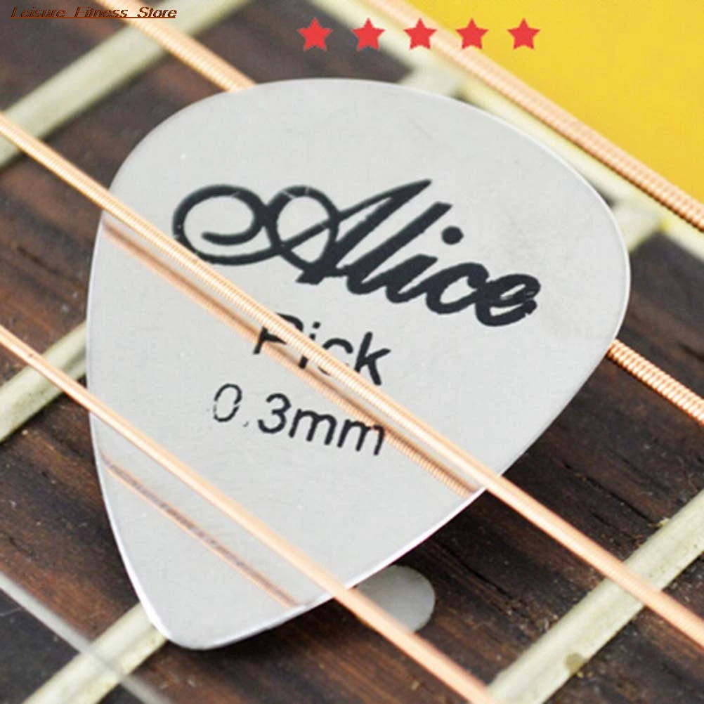 

1pcs Hot Alice 0.3mm Metal Acoustic Electric Guitar Bass Rock Pick Durable Stainless Steel Thin Mediator Guitarra with 2 Type
