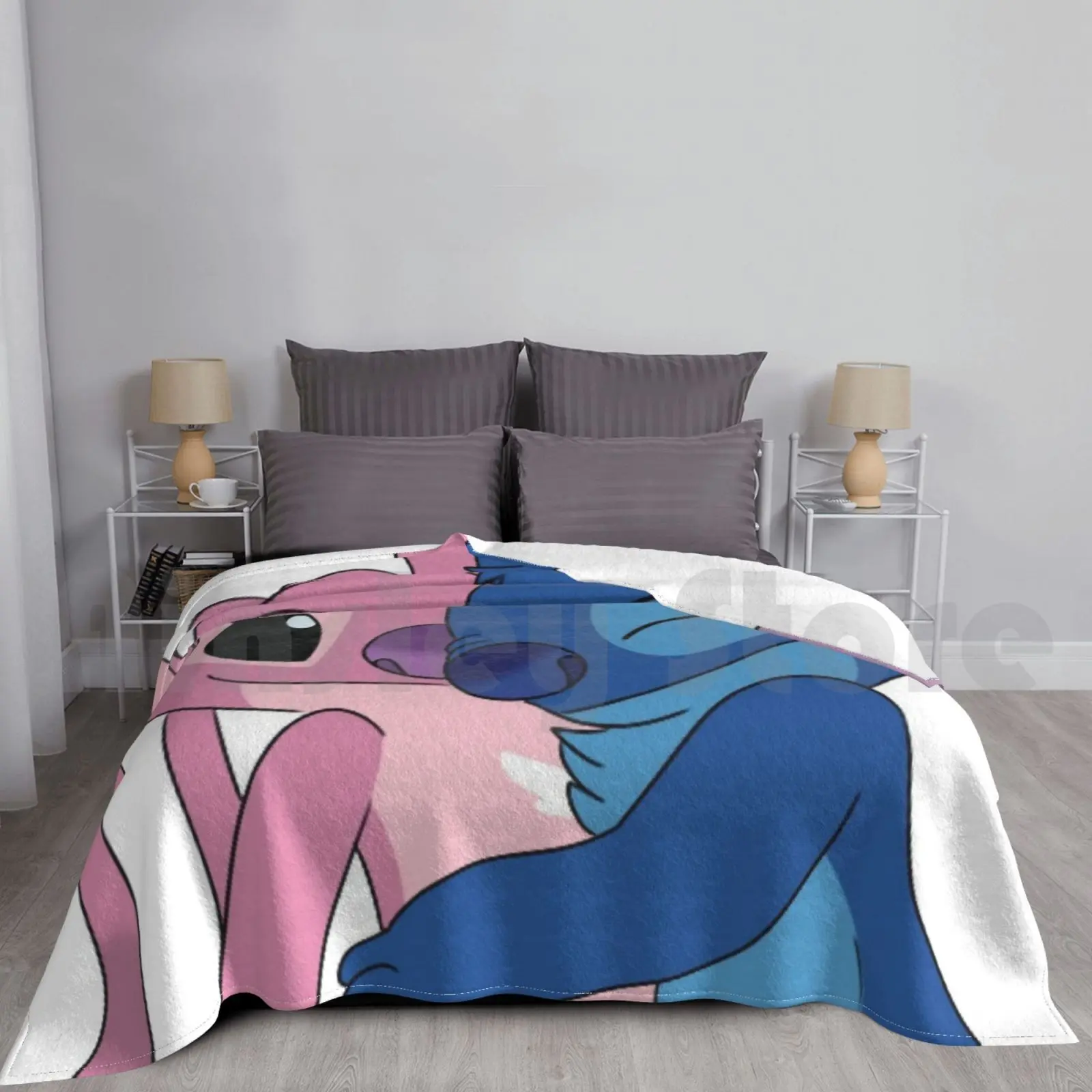 

Одеяло для влюбленных, модное, сделанное на заказ, сделай меня счастливой Лило и 626 милые влюбленные 626 и Лило, милый, забавный, розовый, милый щенок