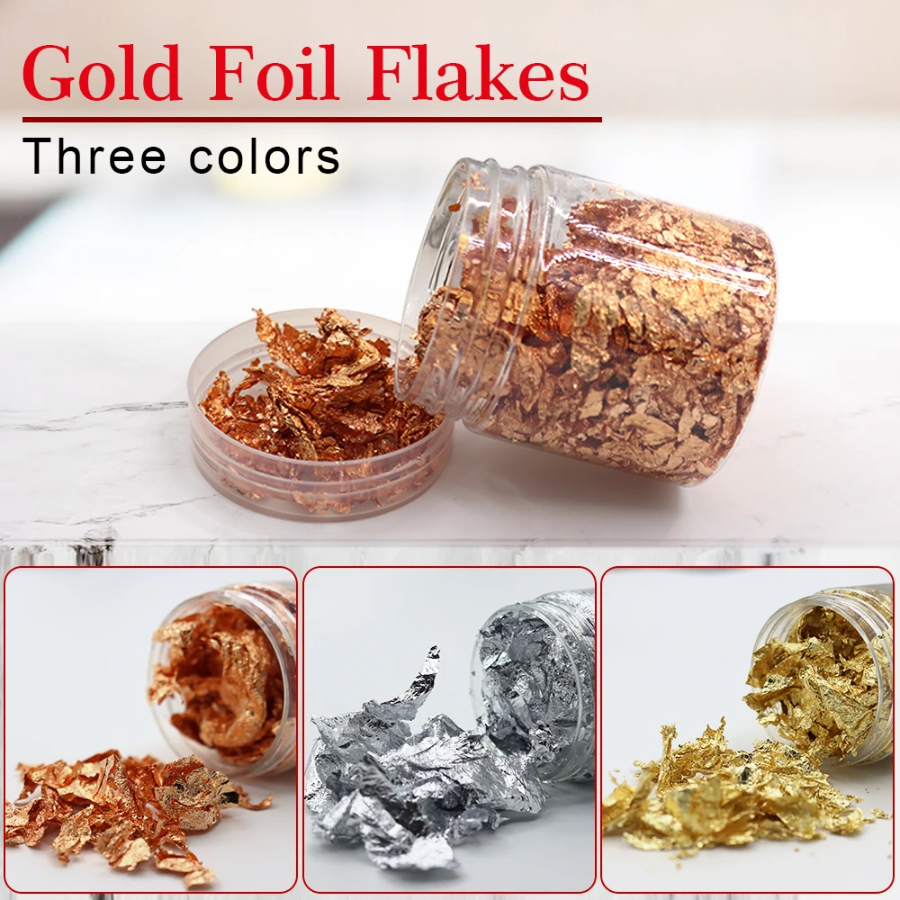 

2g Gold Foil Flakes for Resin Jewelry Making Candle Decoration Resin Crafts Nail Art Foil Fragments Imitation Gold Flakes Craft
