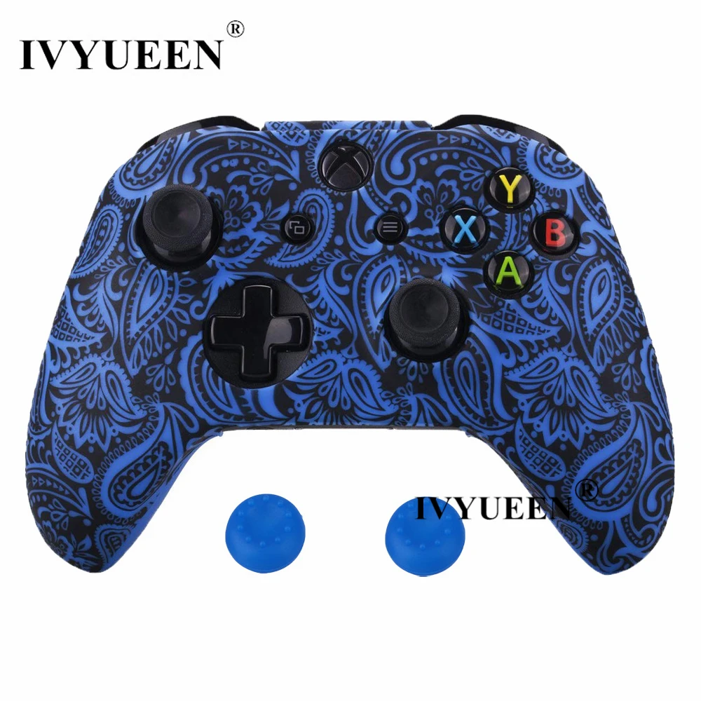 Blue Leaf Силиконовый защитный чехол IVYUEEN для XBox One X S, защитный чехол для контроллера, камуфляжный чехол с принтом для переноса воды - Цвет: Blue Leaf