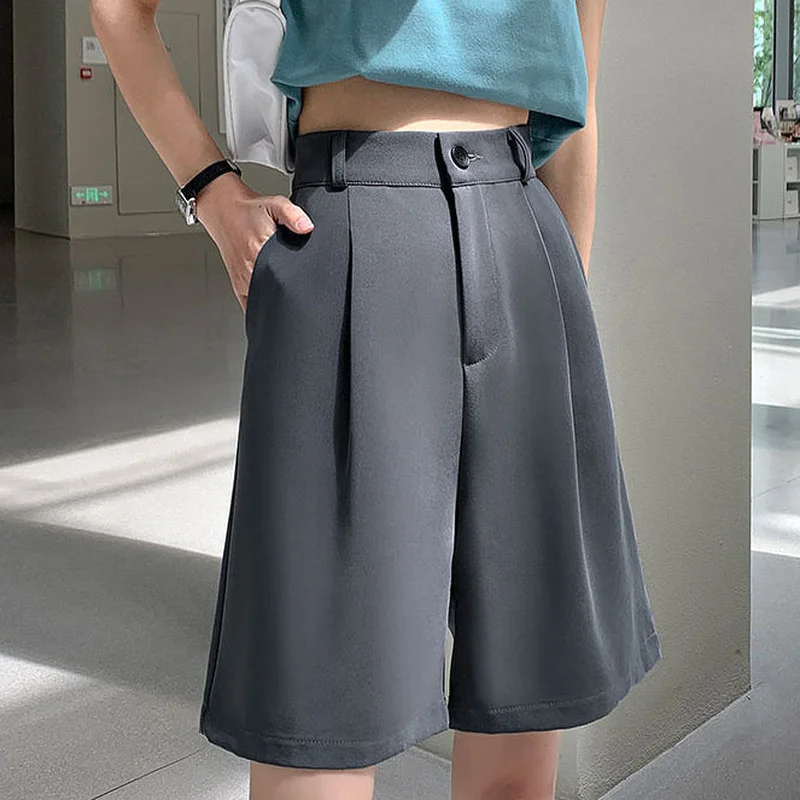 

Shorts Women Solid Pockets Casual Students Streetwear Girls High Waist Stylish Ulzzang Short Comfortable Loose Harajuku Baggy