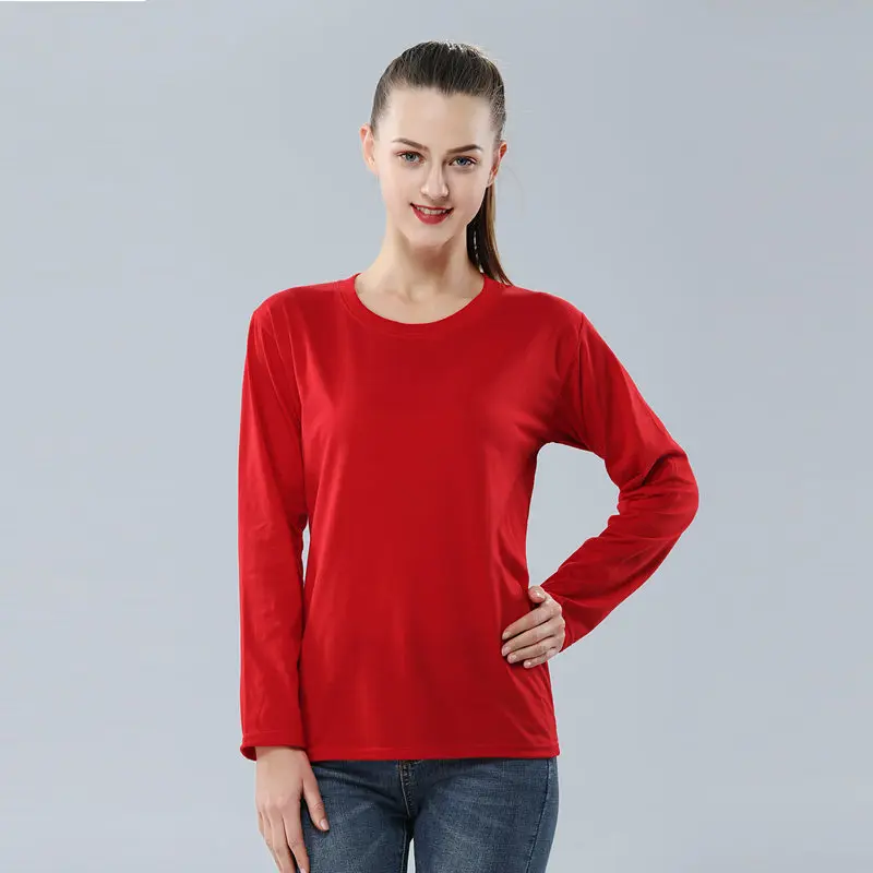 Красные топы футболки на заказ милые модные для девочек Осенняя хлопковая