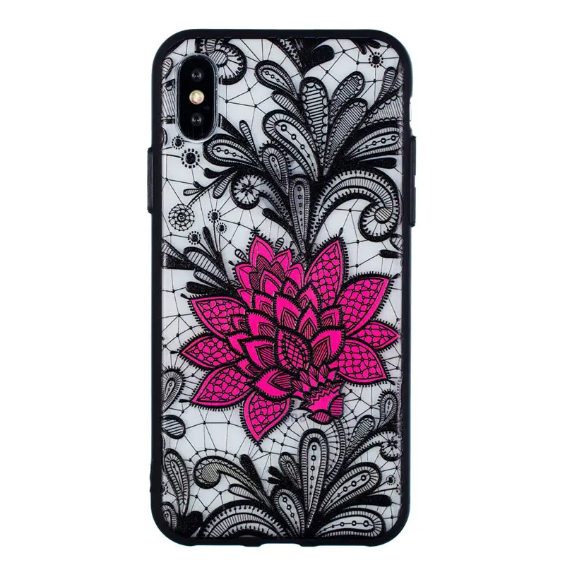 1 JFWEN чехол с кружевными цветами для iphone XS Max X 8 7 Plus XR Чехол Жесткий PC чехол для телефона s для iphone X 7 8 6S Plus 5 5S SE чехол - Цвет: 1