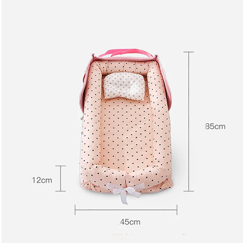 Детская кровать гнездо из 100% хлопка с подушкой портативная кроватка дорожная для