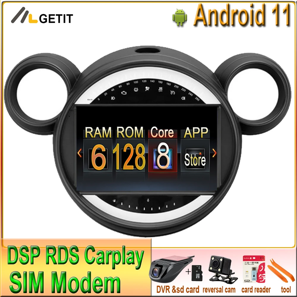 

Автомобильная Мультимедийная система CARPLAY, 6 ГБ + 128 Гб, 9 дюймов, Android 11, для BMW Mini 2010 - 2016