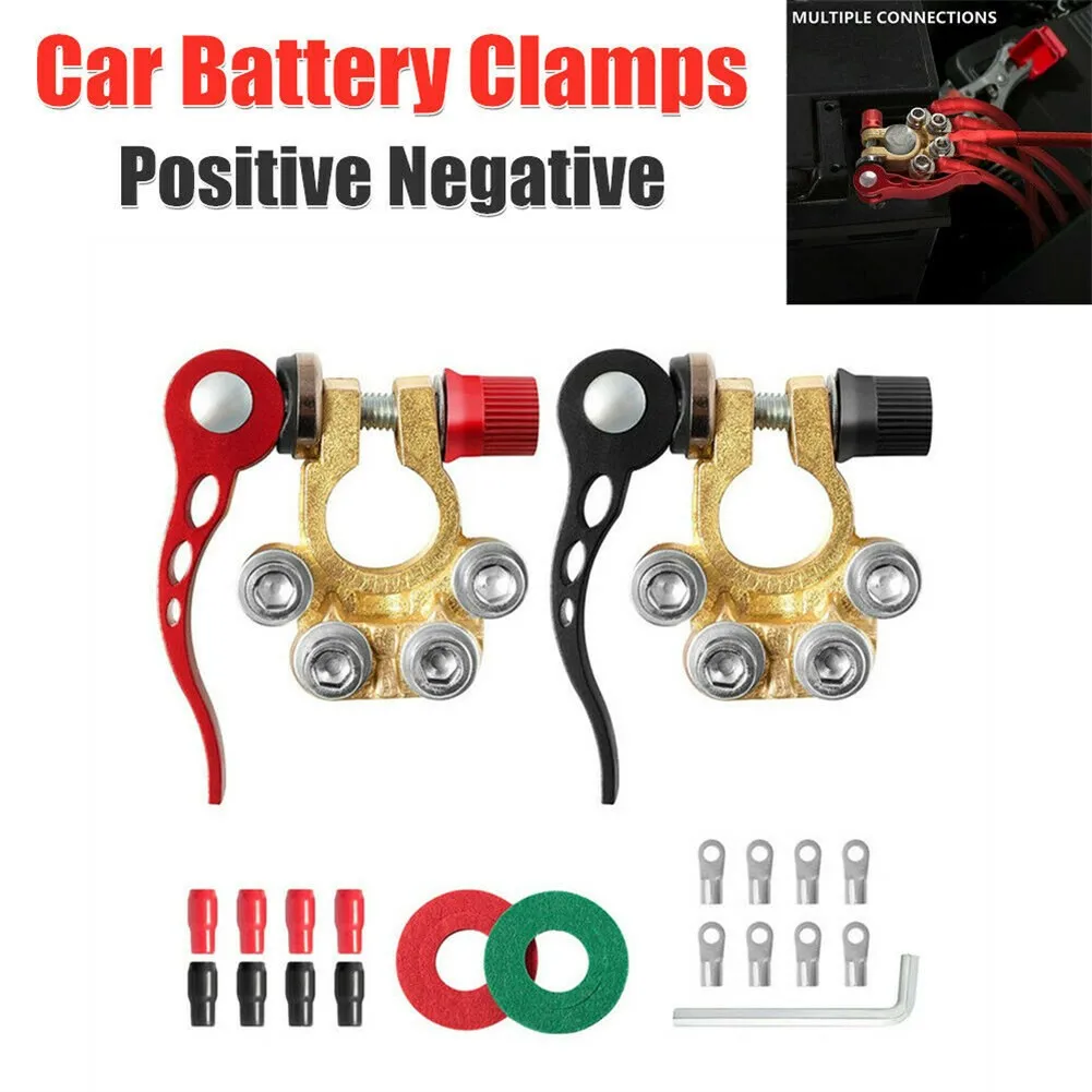 

1Pair Car Battery Terminal Connectors Quick Release Disconnect Positive Negative Terminal Blocks Battery Gaskets Accessories