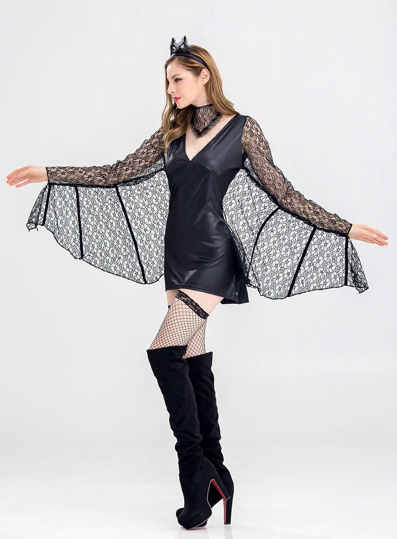 Black Bat Cosplay Costume Halloween Costumes for Women Sexy Vampire Dress Girl's Batman Carnival Party Masquerade |
