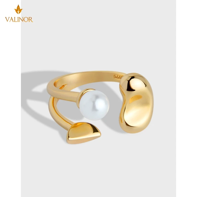 

С защитой от холодного ветра, простой светильник роскошный жемчуг в виде лепестка Кольцо женское кольцо 925 пробы серебро DLGB013