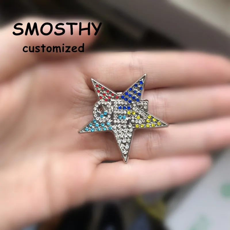 High copper and zircon order of the Eastern Star brooch fraternity sorority OES rhinestone lapel pin 1pcs sold OGB021 | Ювелирные