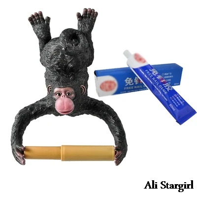 

Lovely Bathroom Tissue Holder Roll holder Funny Monkey Toilet Paper Rack Resin Waterproof Wall Hanging