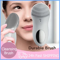 ultrasonic electric facial cleansing brush double sided silicone deep pore cleansing usb rechargeable skin care washing massager