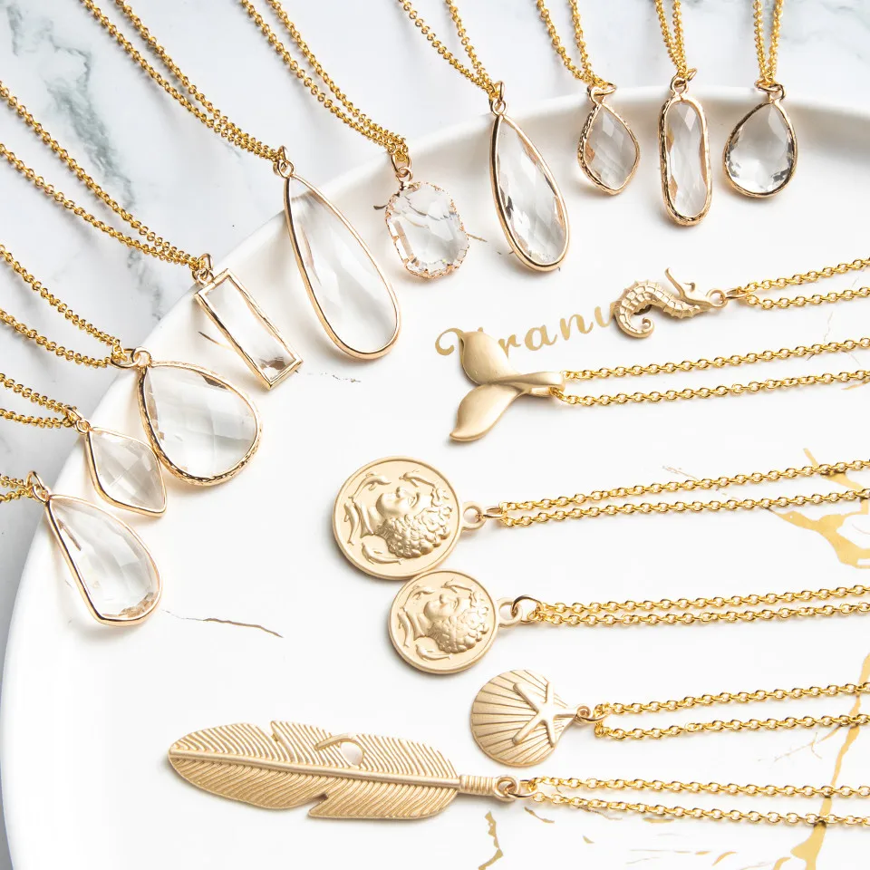 Винтажная Мода Золотая морская лошадь КИТ лист монета кристалл капли воды