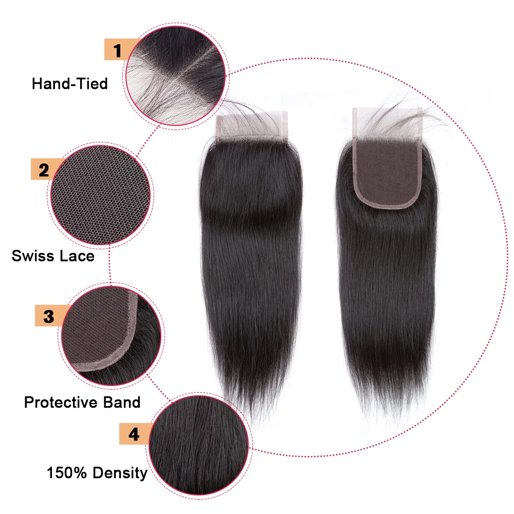 Queen hair Products прямые волосы пучки с закрытием перуанские Remy человеческие волосы 3/4 пучки с закрытием натуральный цвет волос