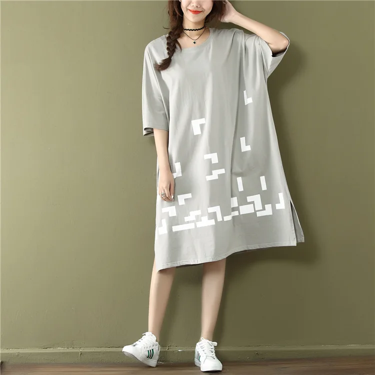 

new Add fertilizer plus size women's summer new short-sleeved women's fat mm long loose meat slimming 200 kg half sleeve T-shirt