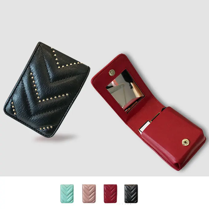 Женский оригинальный кожаный чехол для помады косметичка с v образным волнистым