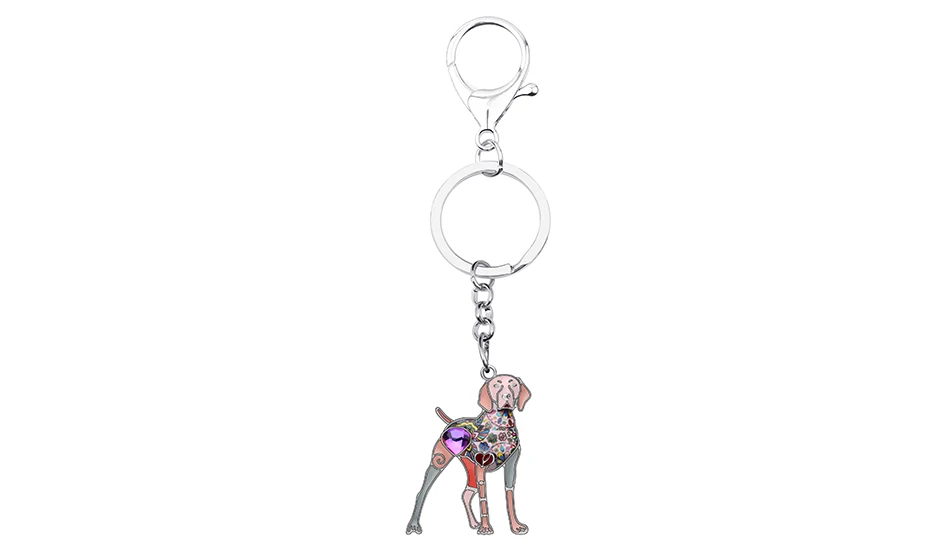 Bonsny Enamel Alloy Rhinestone Floral Doberman Dog Key chains Key Rings Car Purse Bag Decorations Keychains For Women Girls Gift