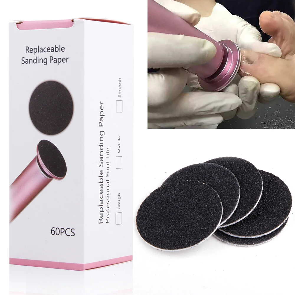 

60Pcs/Box Replacement Sandpaper Pad Disks Sanding Paper Accessory Electric Foot Sandpaper Callus Remover Foot Pedicure Disc Tool
