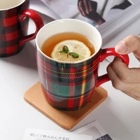 retro 400ml classic england lattice style ceramic cooffee mug water milk tea cup drinkware craft gift