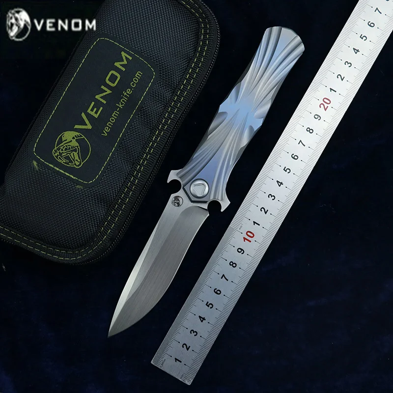 

Складной нож VENOM Kevin John T Series M390 с титановым плавником, керамический шариковый подшипник для кемпинга, охоты, уличный кухонный инструмент для ...