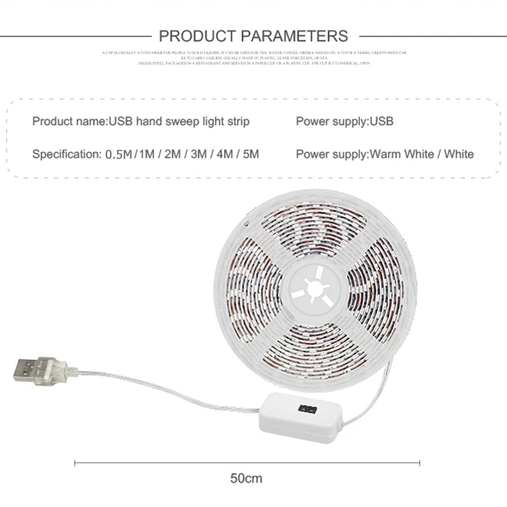 

Waterproof LED Strip Light USB 5V Portable Hand Sweep Switch Kitchen Light Tape Under Cabinet Light Ribbons Wardrobe Lamp