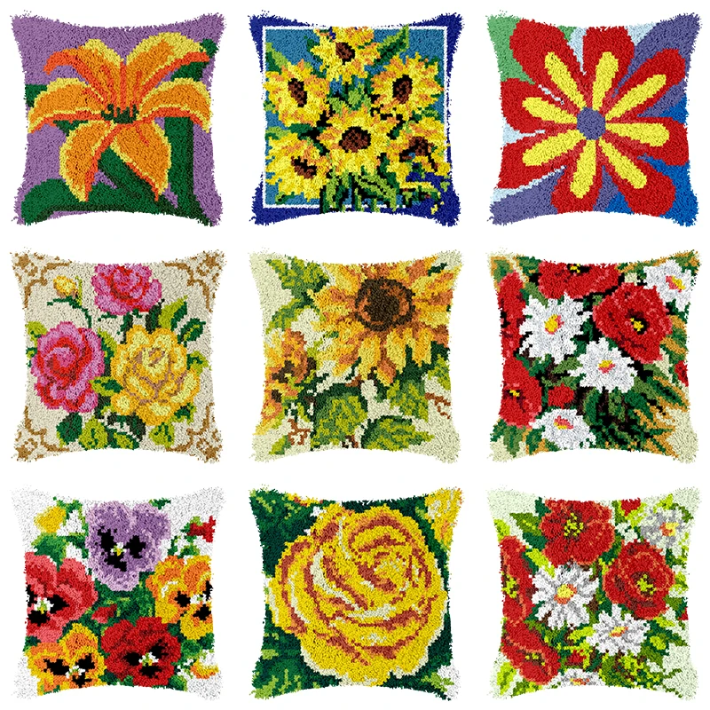 

Подсолнух Роза ковер Вышивка Подушка Knoop пакет набор для рукоделия защелка крючок Подушка посылка Декор шерстяная защелка крючок наборы