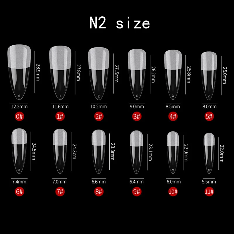 

240Pcs Translucent Semi-frosted Long Art Full Cover Nails Coffin Tips Manicure