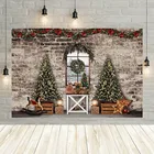 Avezano Фотофон для детской студийной съемки с изображением кирпичной стены камина окна снега