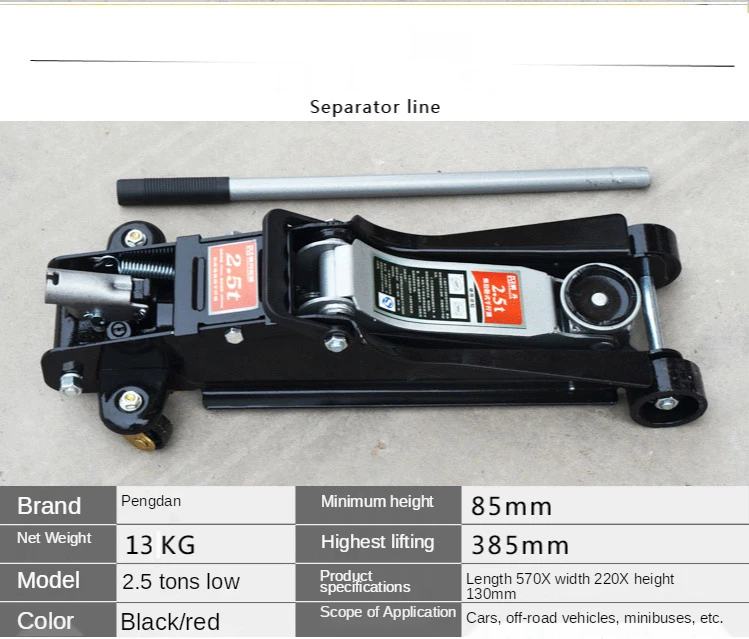 

jack horizontal car with SUV off-road auto repair tire replacement 2.5 tons of hydraulic jack for car