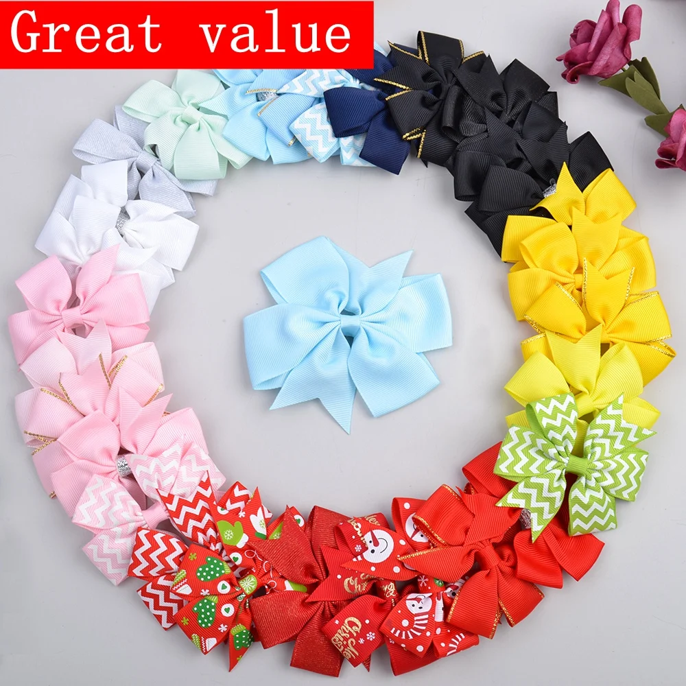Распродажа 30 шт./лот лента для волос банты с зажимом милых маленьких девочек