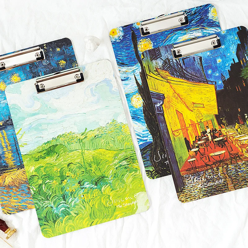 Folder for Documents Van Gogh Oil Painting Pattern Clip A4 Writing Board Drawing Pad Document Organizer | Канцтовары для офиса и