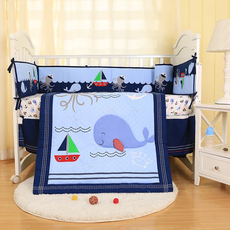 Постельные принадлежности младенца комплект 7 шт милый розовый слон для детской