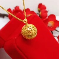 hollow ball pendant chain for women girl yellow gold filled fashion can open jewelry gift