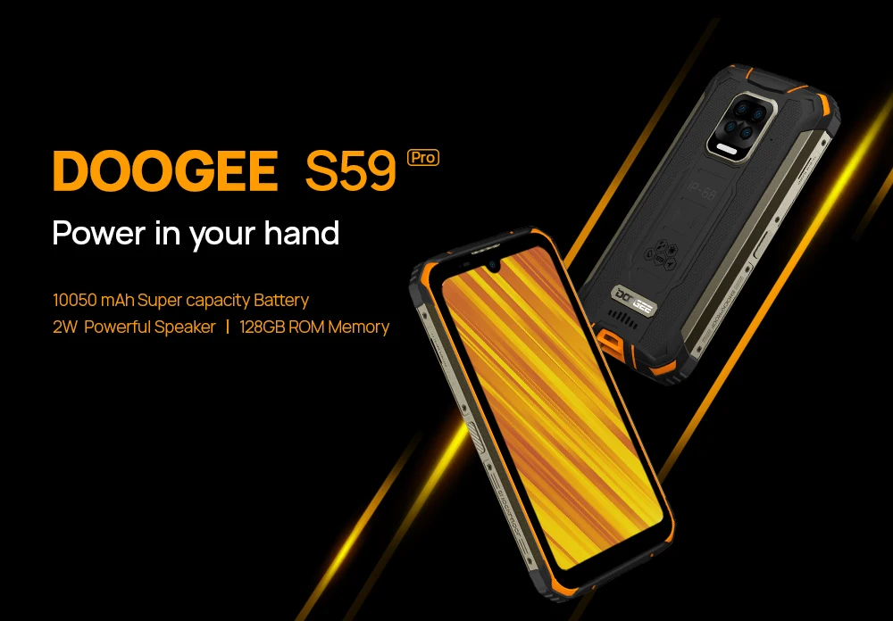 DOOGEE S59 Pro Smartphone 10050mAh Super Battery IP68/IP69K 4+128GB NFC Rugged Smart Phone 2W Loud Volume Speaker Cellphones motorola moto g cell phone