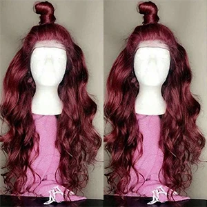 T1B/Burgundy 1b/99J цветные парики из натуральных волос на кружеве 13X4 темно-бордовый парик на кружеве предварительно сорванный бразильский парик из волнистых волос Remy Dream beauty - Color: T1B/Burgundy