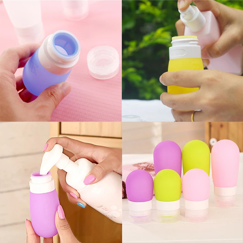 

1pc 38/80ml Empty Travel Refillable Bottles Portable Silicone Squeeze Press Lotion Shampoo Cosmetic Containers Bathroom Product