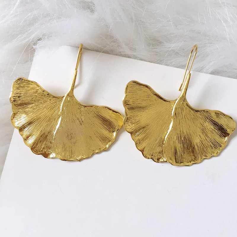 

Ztech Charms Gold Color Leaves Metal Earrings For Women Girls Korean Geometric Boho Statement Bijoux Party Gift Pendientes