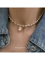 korean european and american style embossed natural pearl necklace clavicle chain light luxury minority design sense necklace