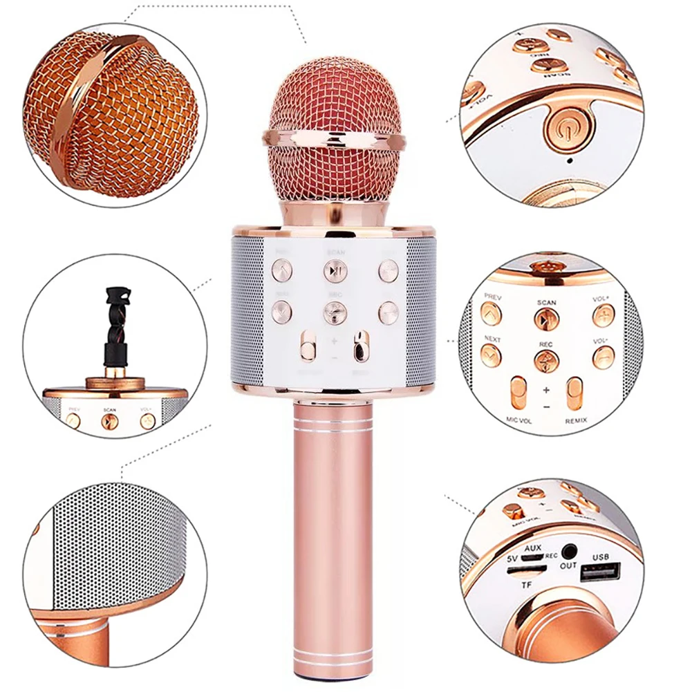WS 858 wireless microphone professional condenser karaoke mic bluetooth stand radio mikrofon studio recording studio WS858
