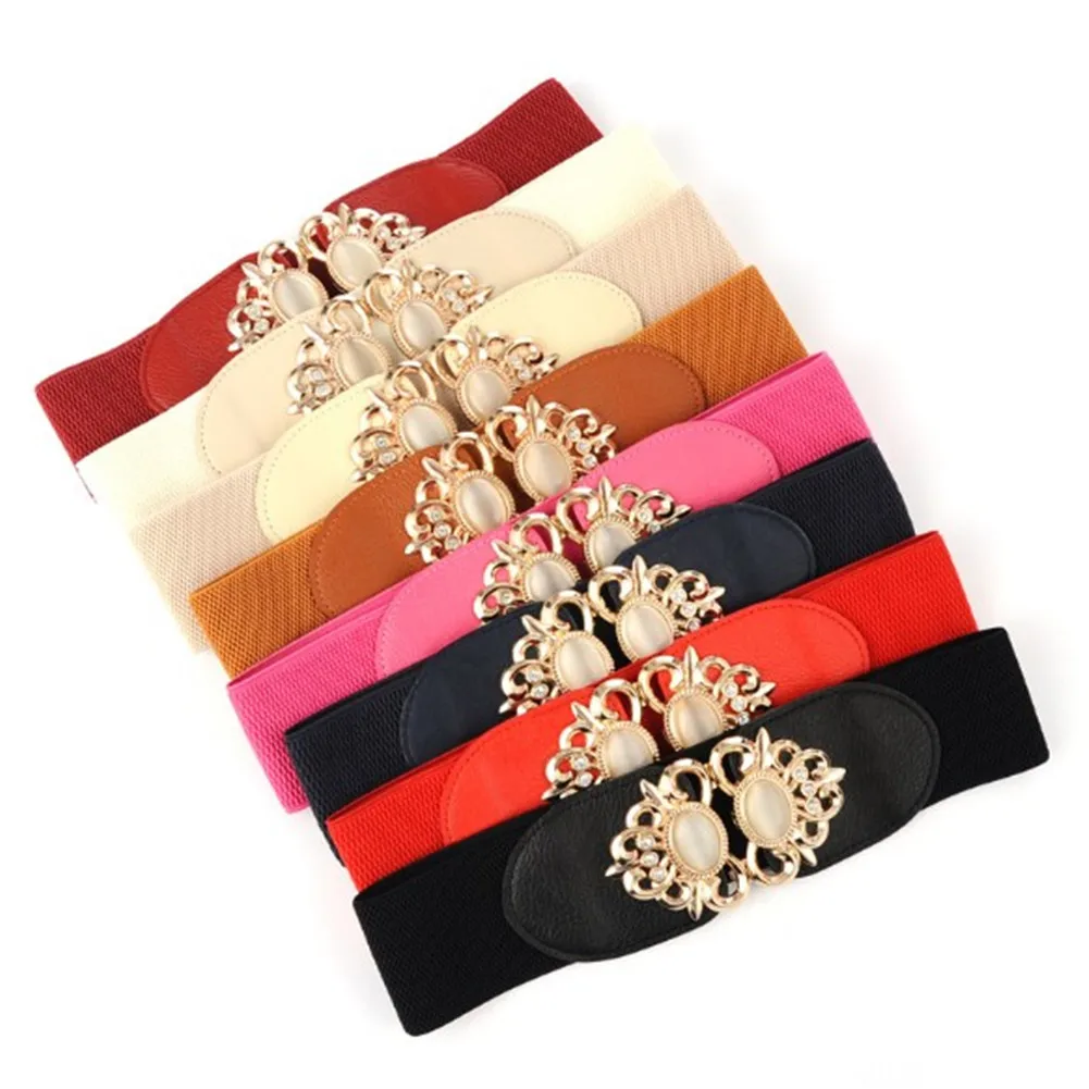 Женский широкий пояс из искусственной кожи с драгоценными камнями винтажный