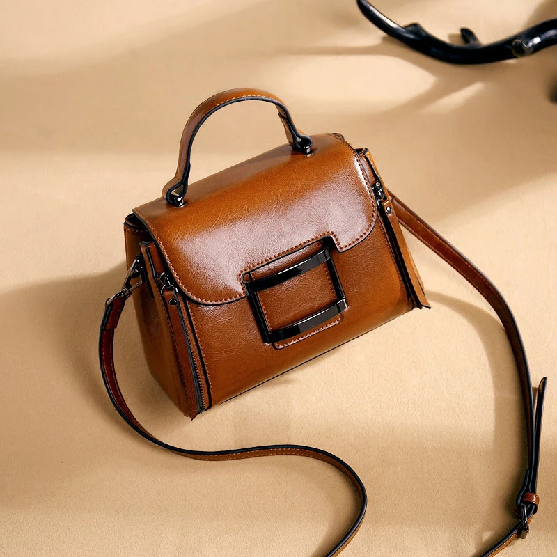 

Crossbody One Shoulder Oil Wax Leather Waterproof Mommy Women's Bags